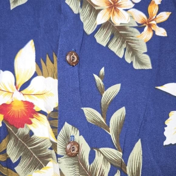 Two Palms for boys in navy blue rayon and Hawaiian orchid - Picture 2 of 5